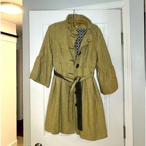 Aunt Wanda for Anthropologie yellow wool blend  tweed coat